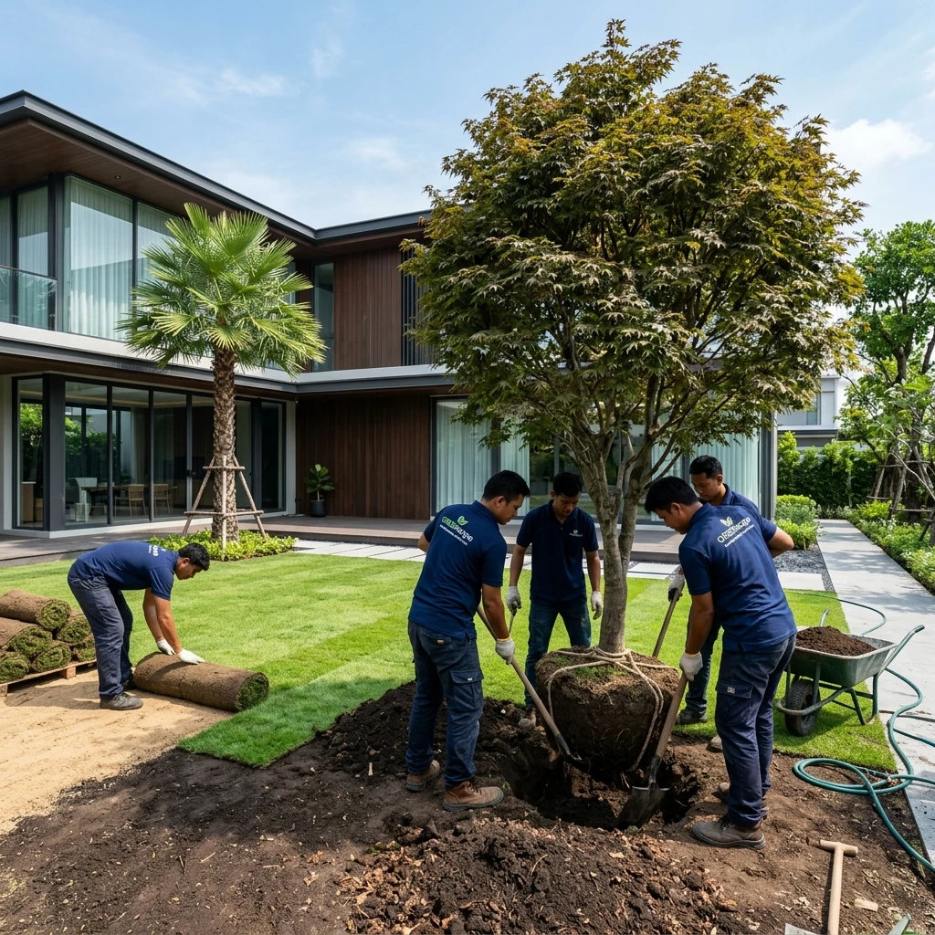 เข้าปฏิบัติงานจัดสวน